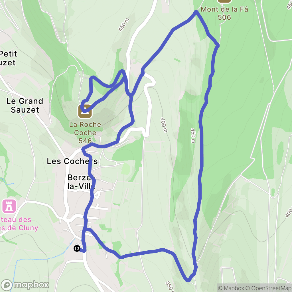 Berzé-la-Ville : carte du parcours de randonnée - France