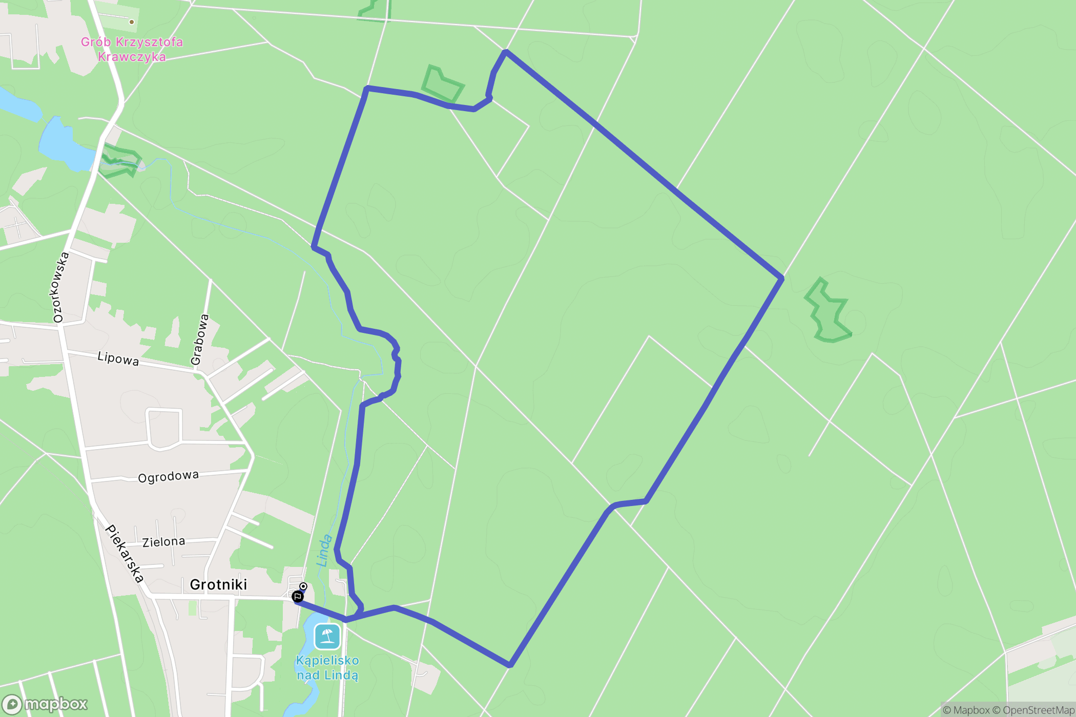 Grotniki: mapa trasy - Poland