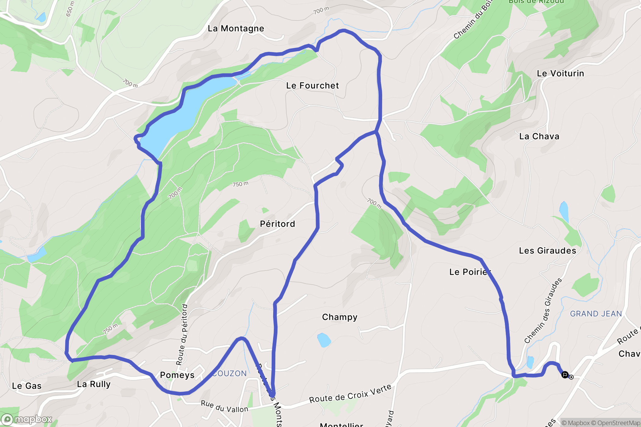 Pomeys : carte du parcours de randonnée - France
