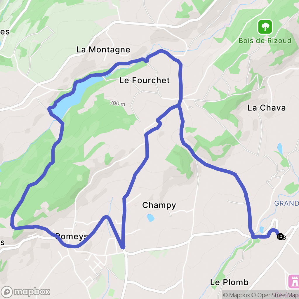 Pomeys : carte du parcours de randonnée - France