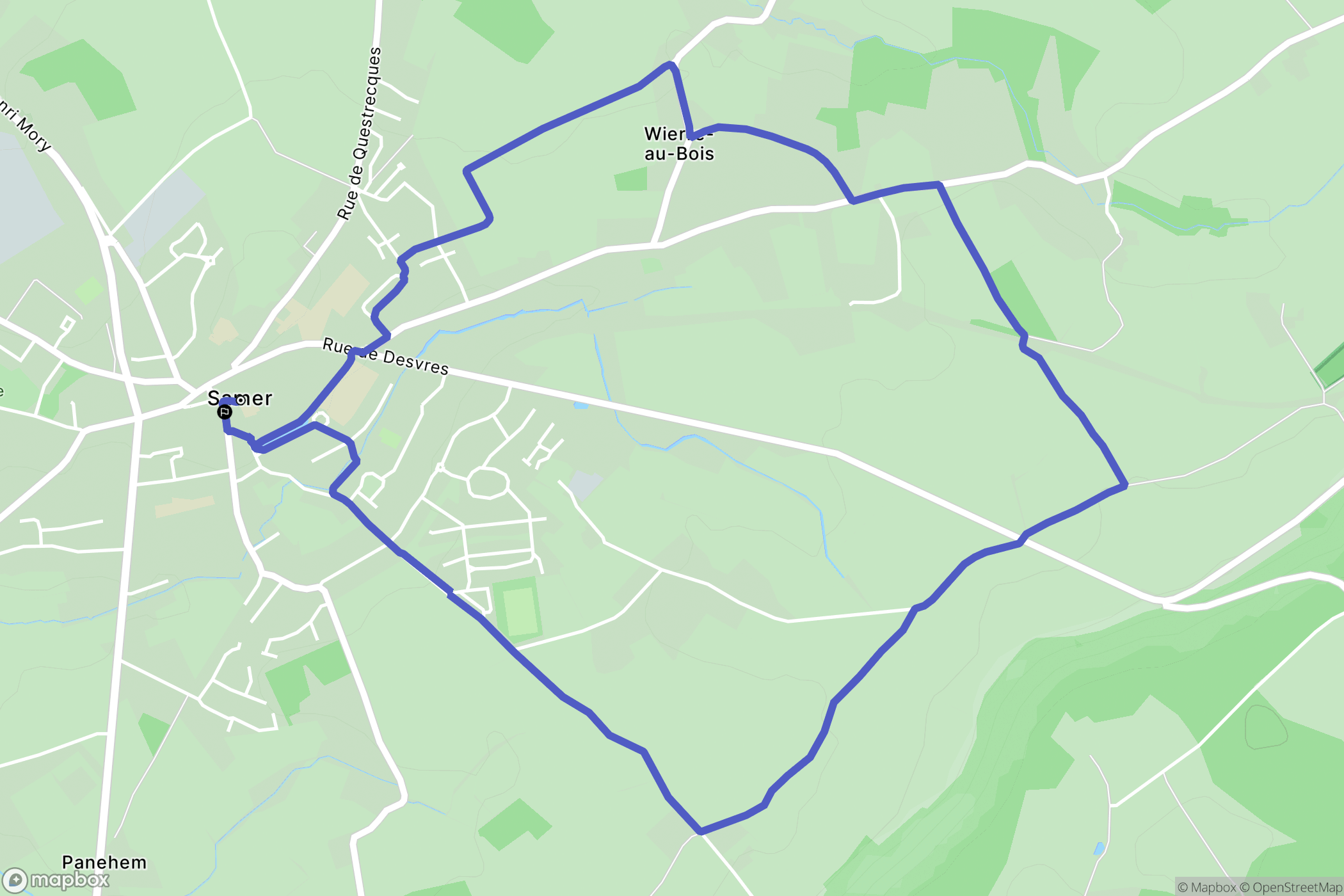 Samer : carte du parcours de randonnée - France