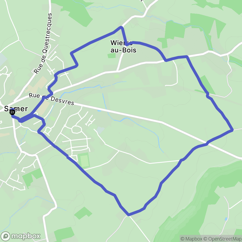 Samer : carte du parcours de randonnée - France