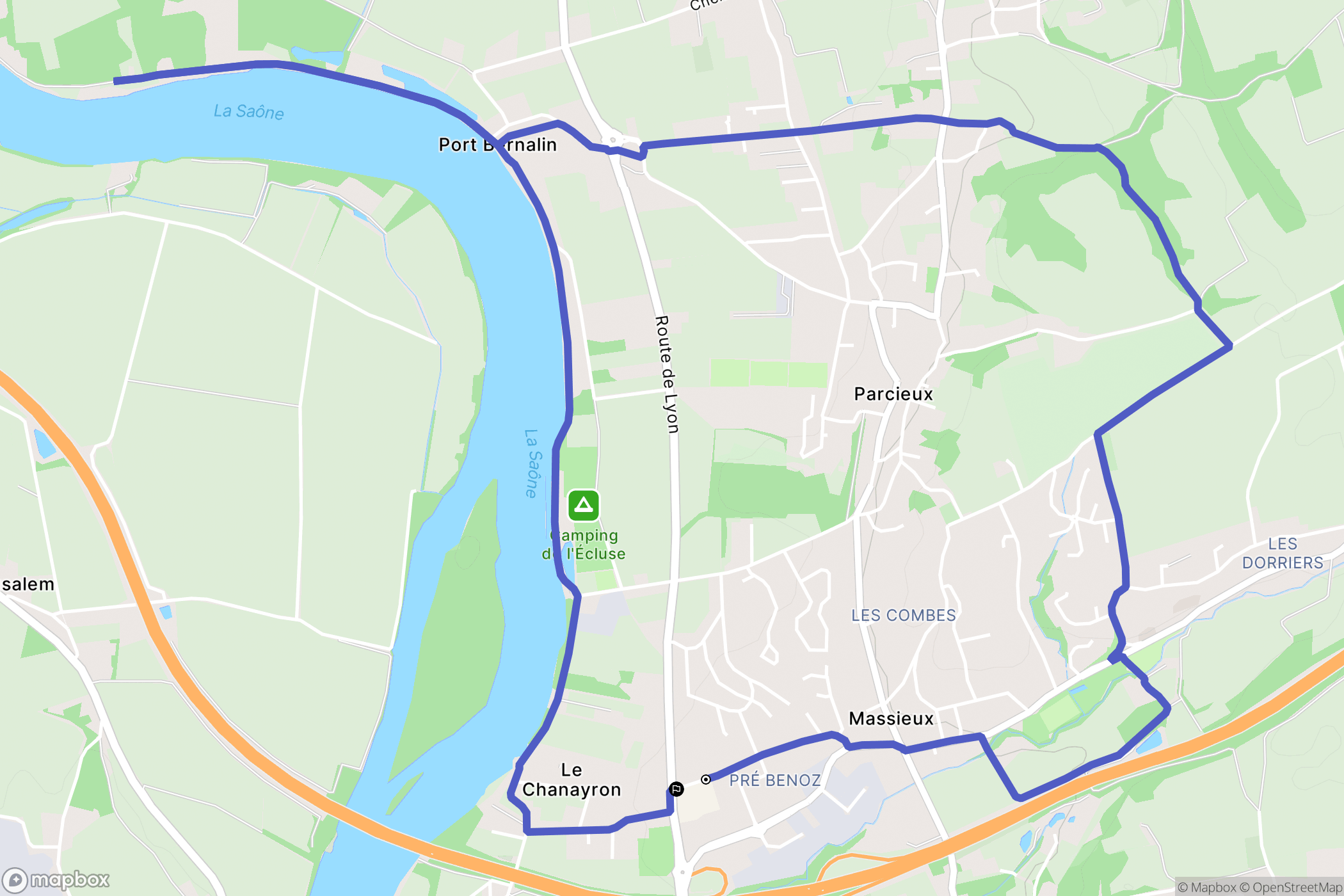 Massieux : carte du parcours de randonnée - France
