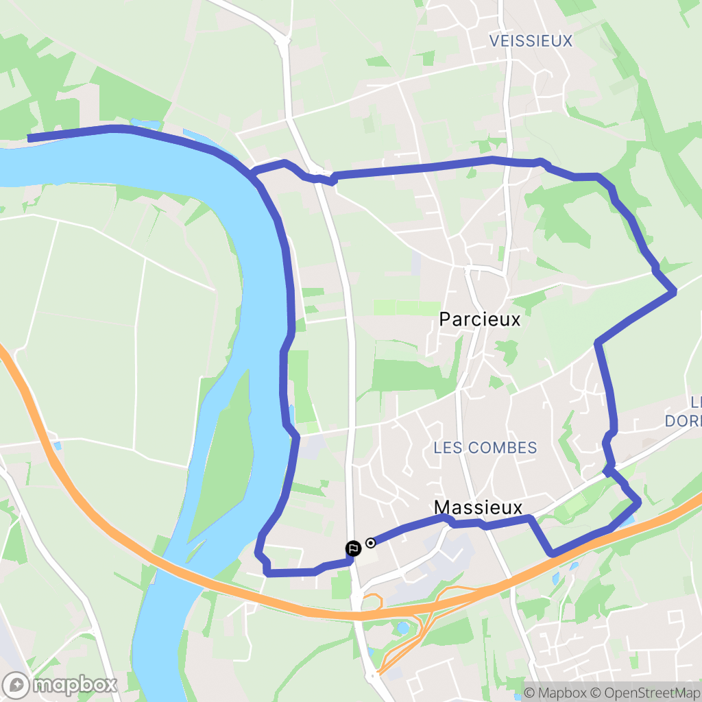 Massieux : carte du parcours de randonnée - France