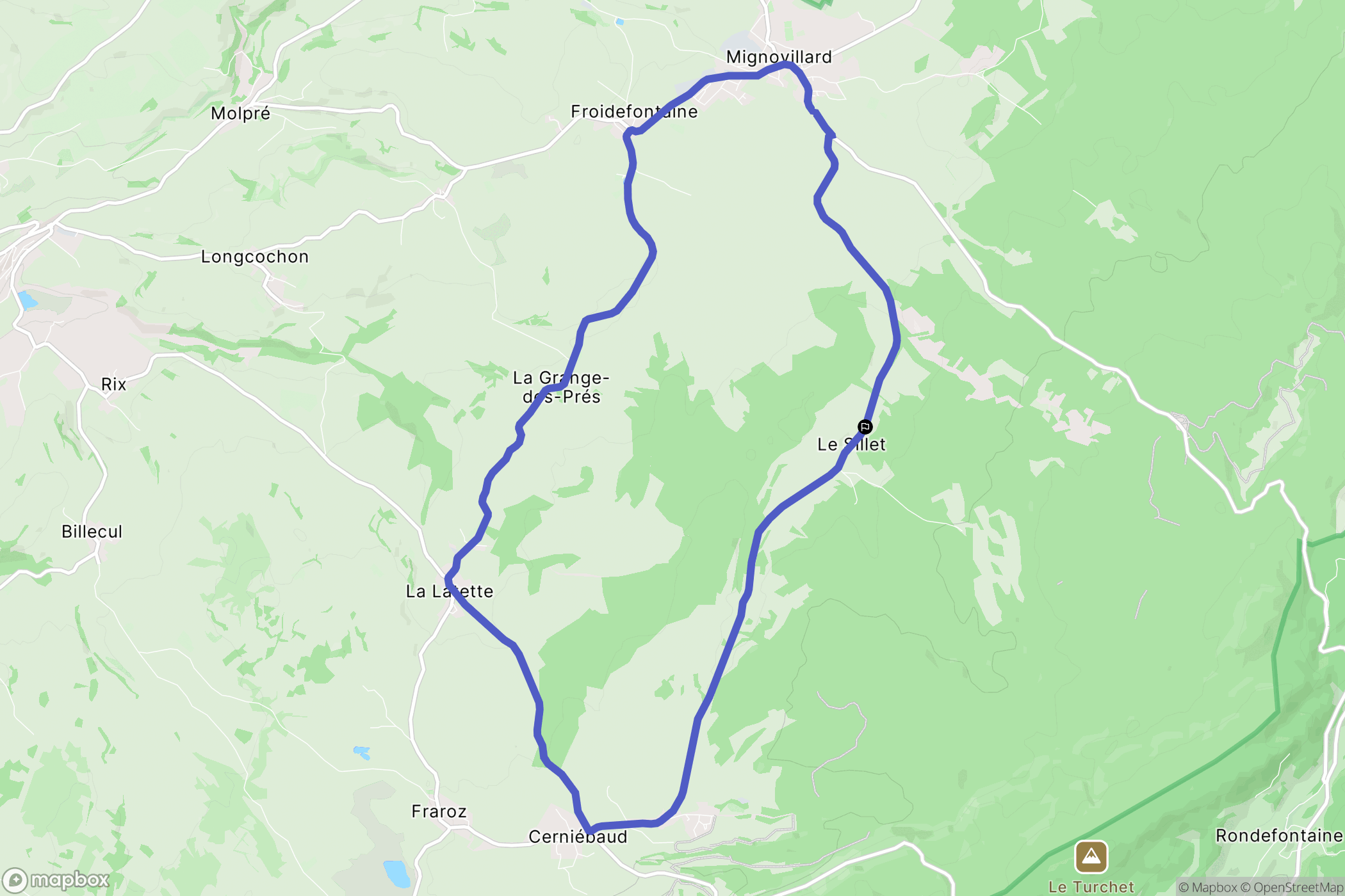 Mignovillard : carte du parcours de randonnée - France
