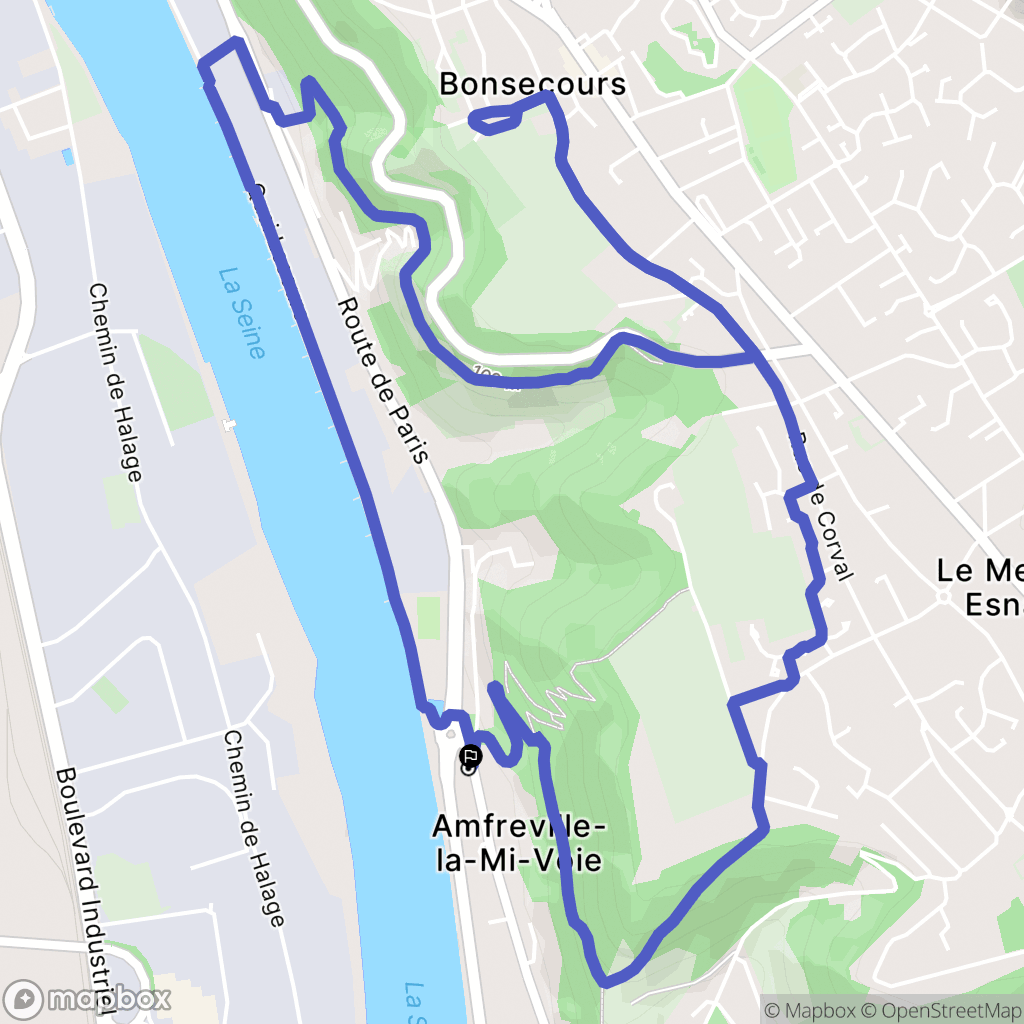 Amfreville-la-Mi-Voie : carte du parcours de randonnée - France