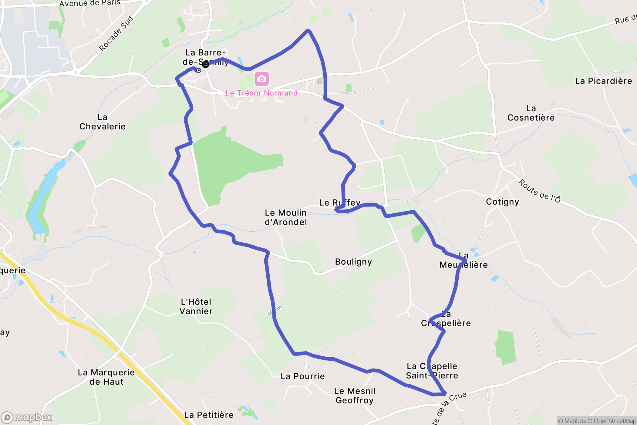 La Barre-de-Semilly : carte du parcours de randonnée - France