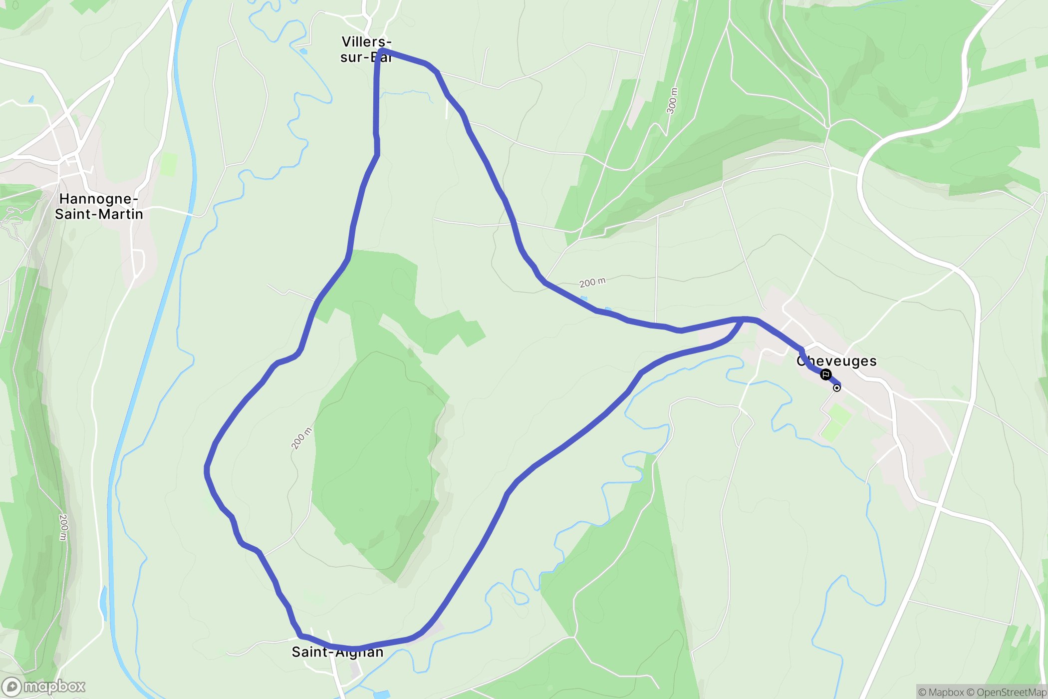 Cheveuges : carte du parcours de randonnée - France
