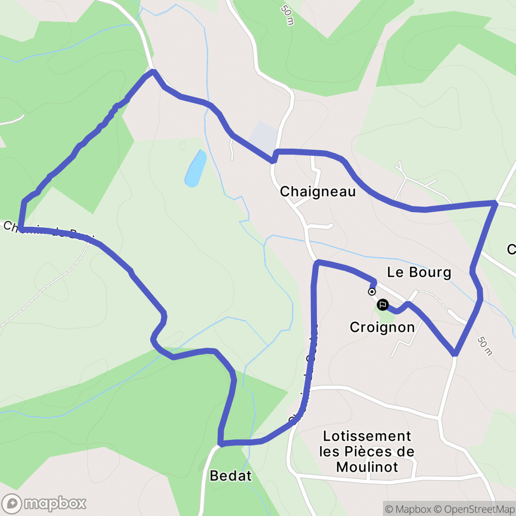 Croignon : carte du parcours de randonnée - France