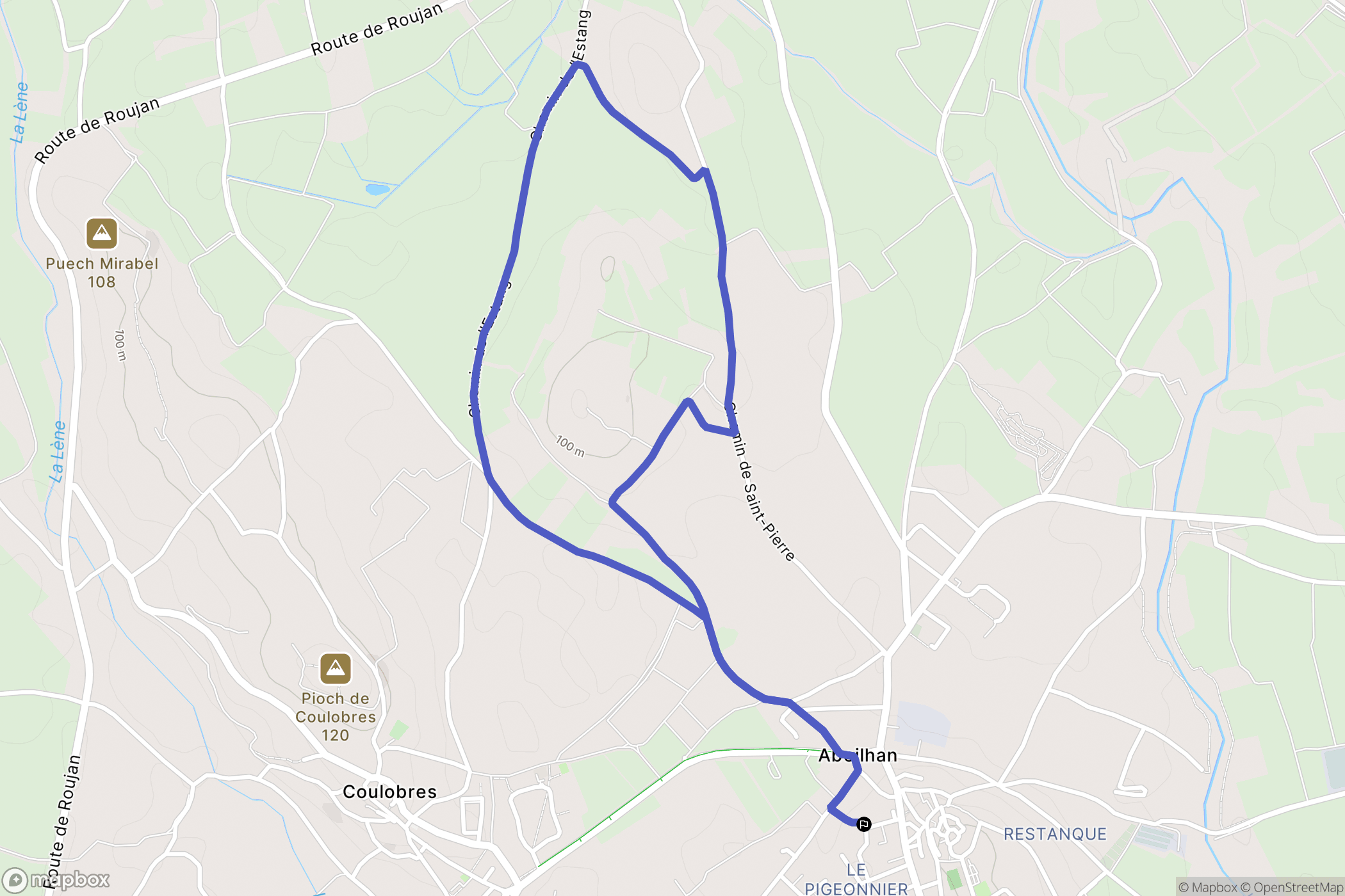 Abeilhan : carte du parcours de randonnée - France