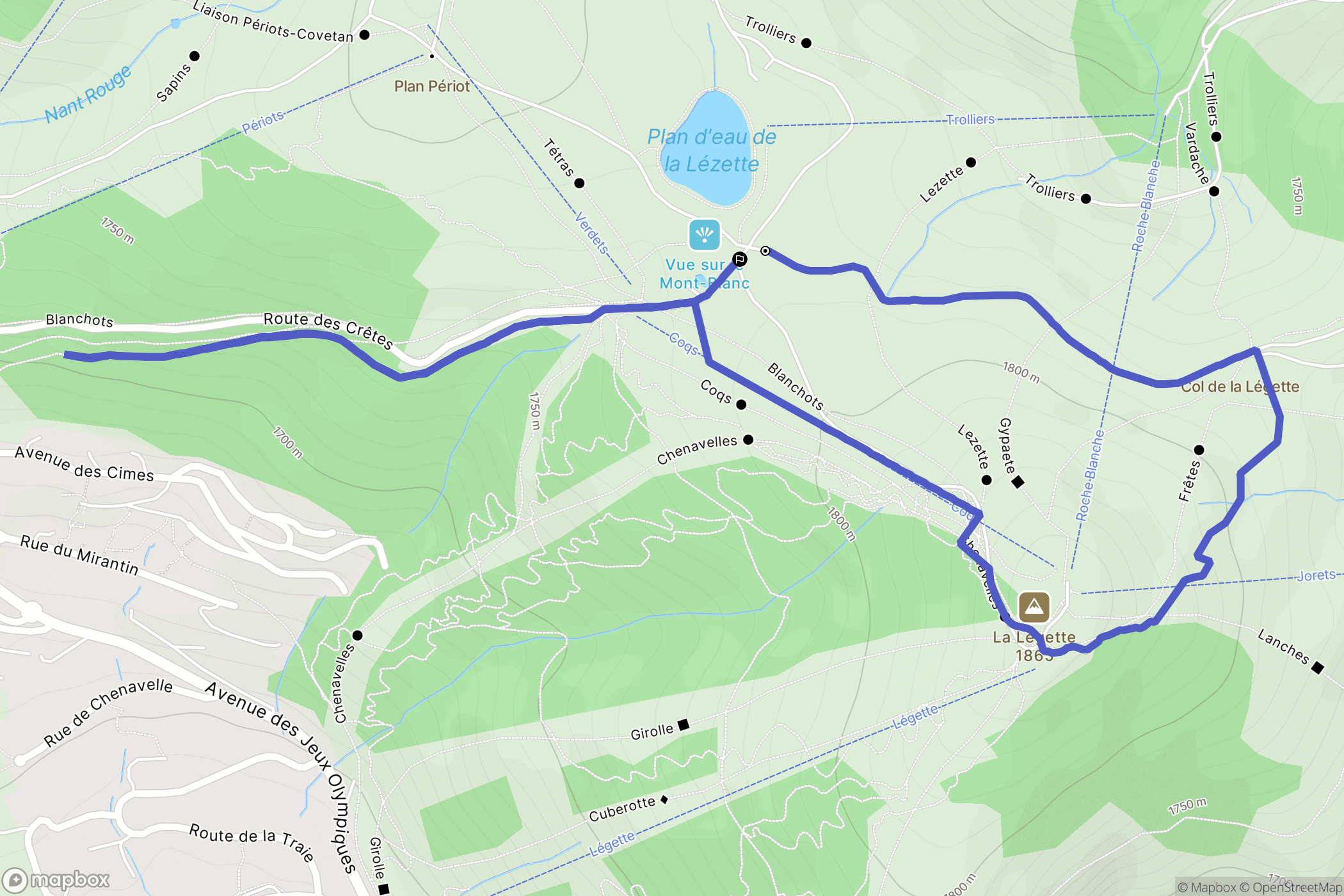 Hauteluce : carte du parcours de randonnée - France