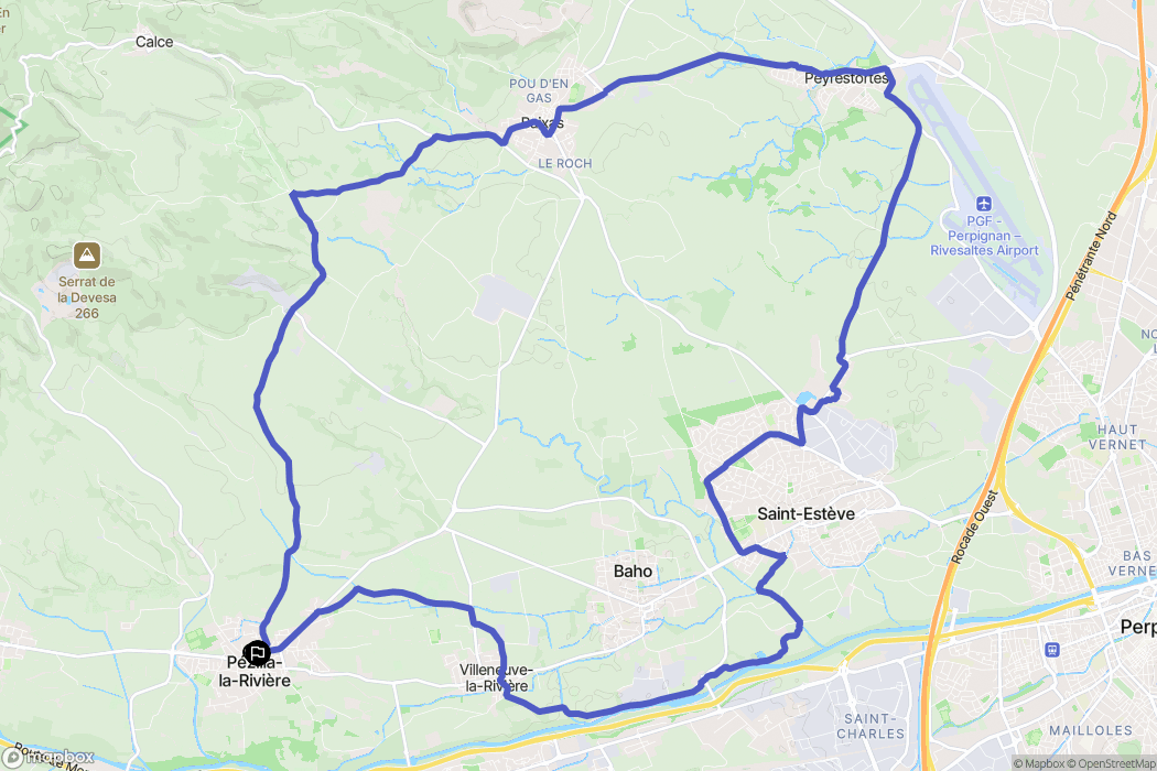 Pézilla-la-Rivière : carte du parcours de randonnée - France