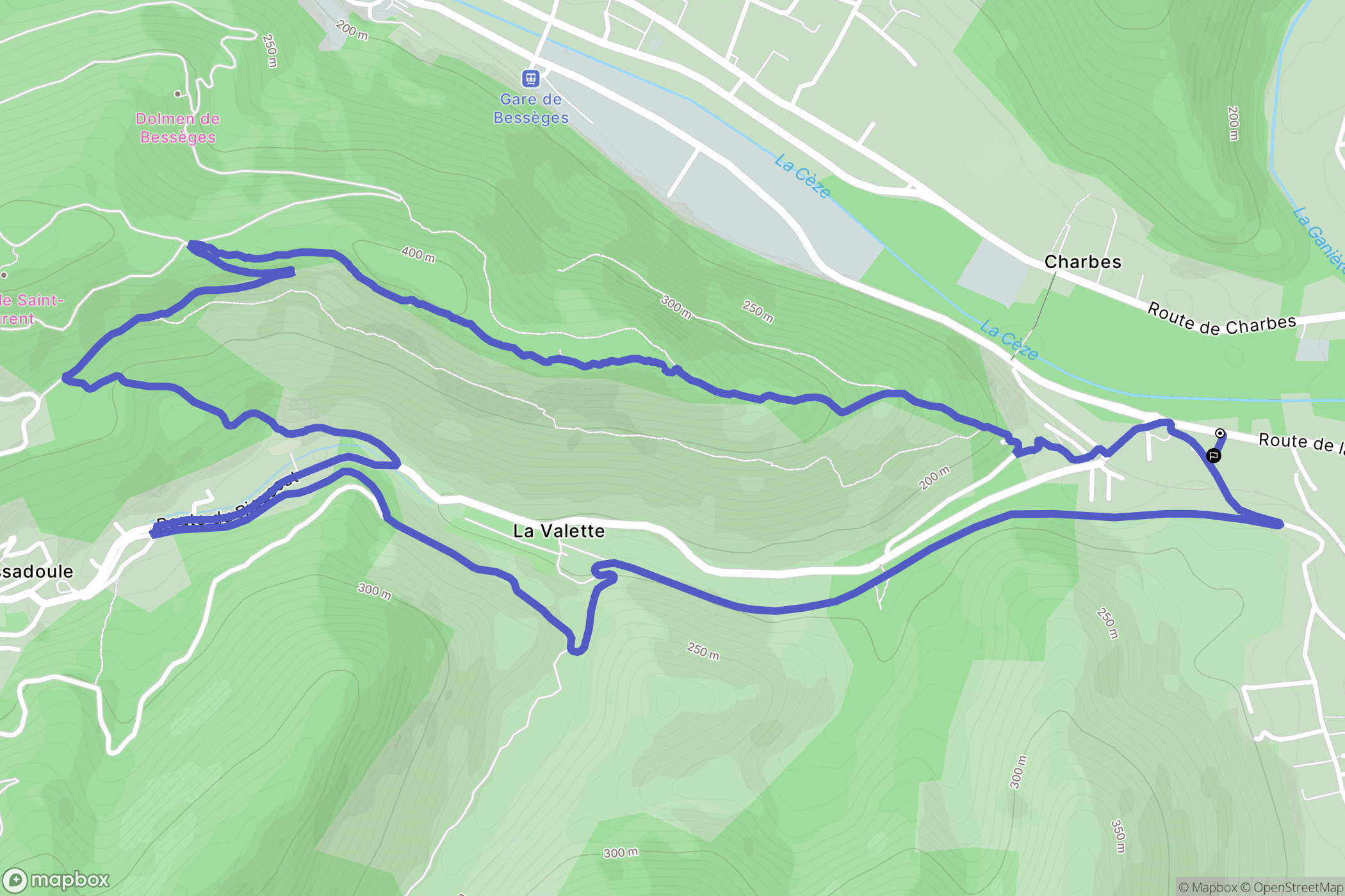 Robiac-Rochessadoule : carte du parcours de randonnée - France