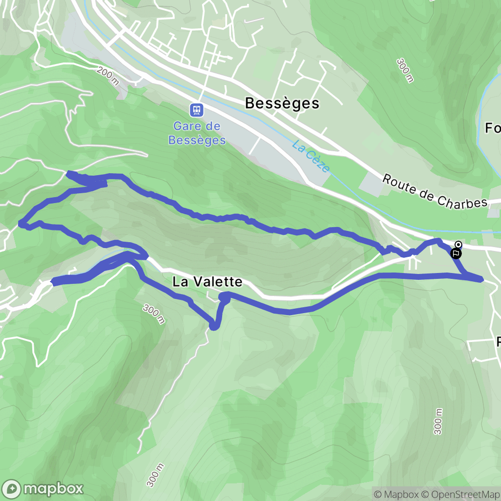 Robiac-Rochessadoule : carte du parcours de randonnée - France