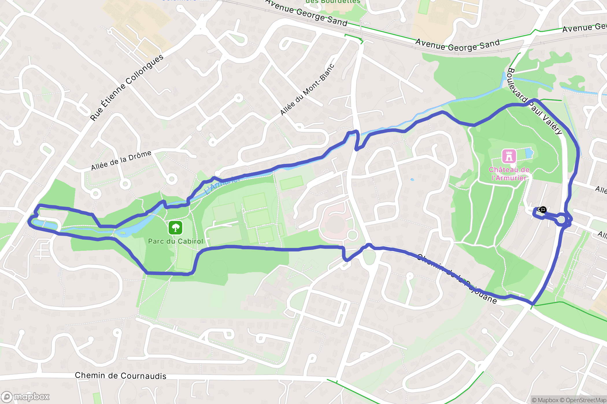 Colomiers : carte du parcours de randonnée - France