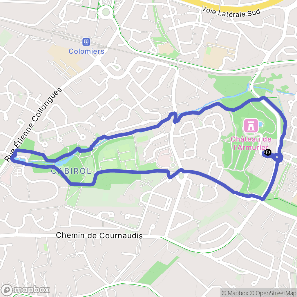 Colomiers : carte du parcours de randonnée - France