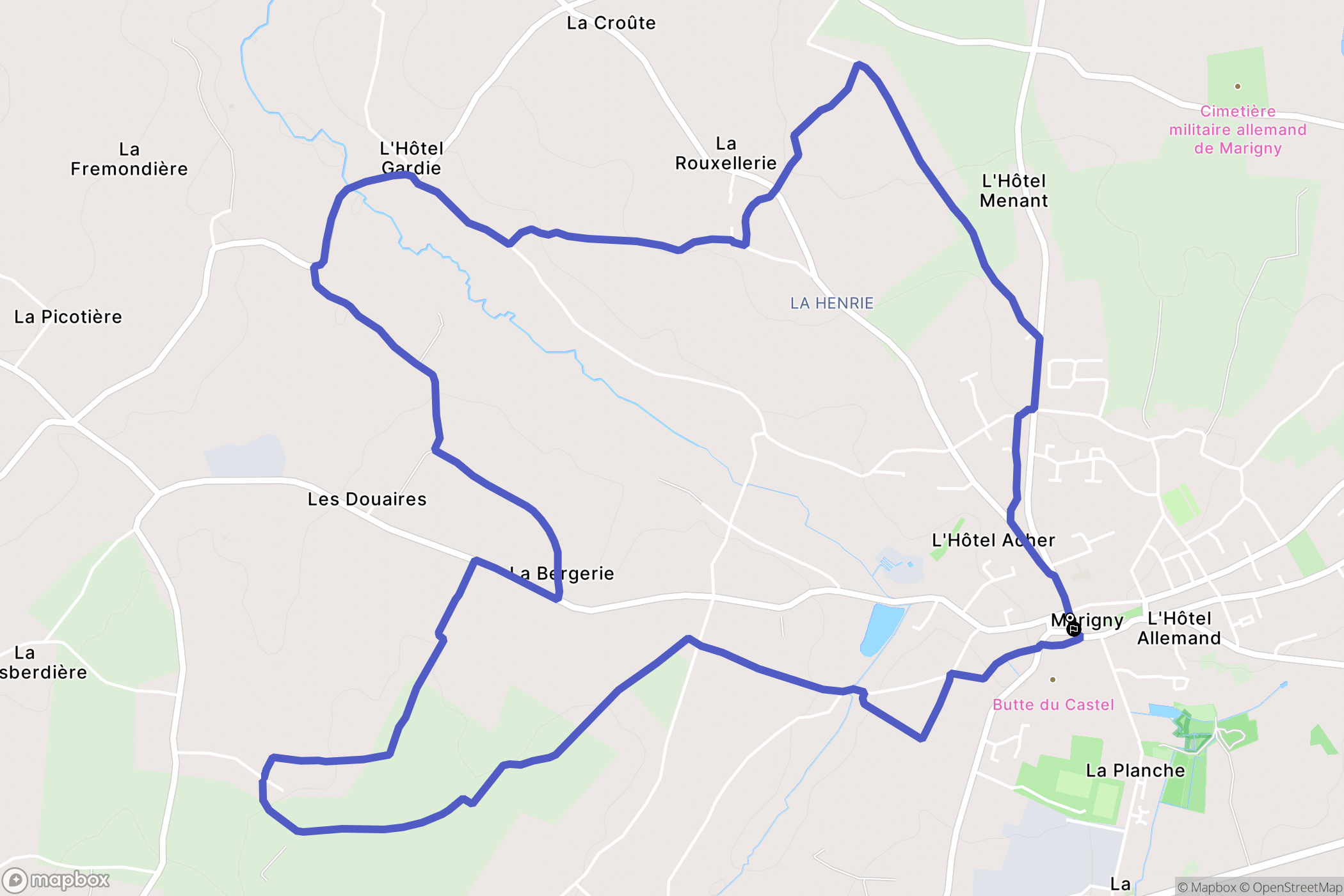 Marigny-Le-Lozon : carte du parcours de randonnée - France