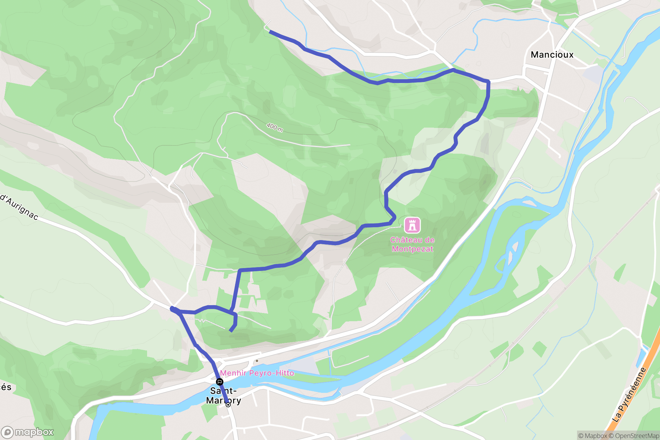 Saint-Martory : carte du parcours de randonnée - France