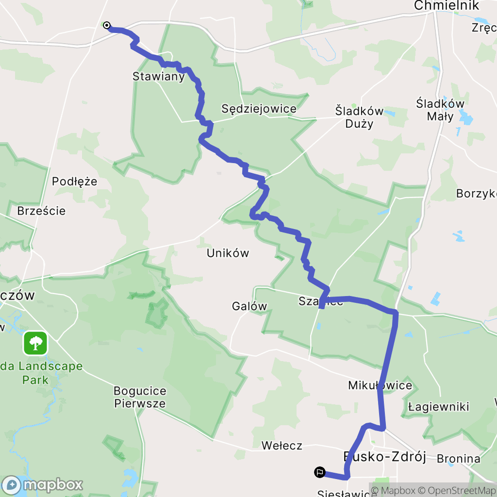 Kije: mapa trasy - Poland