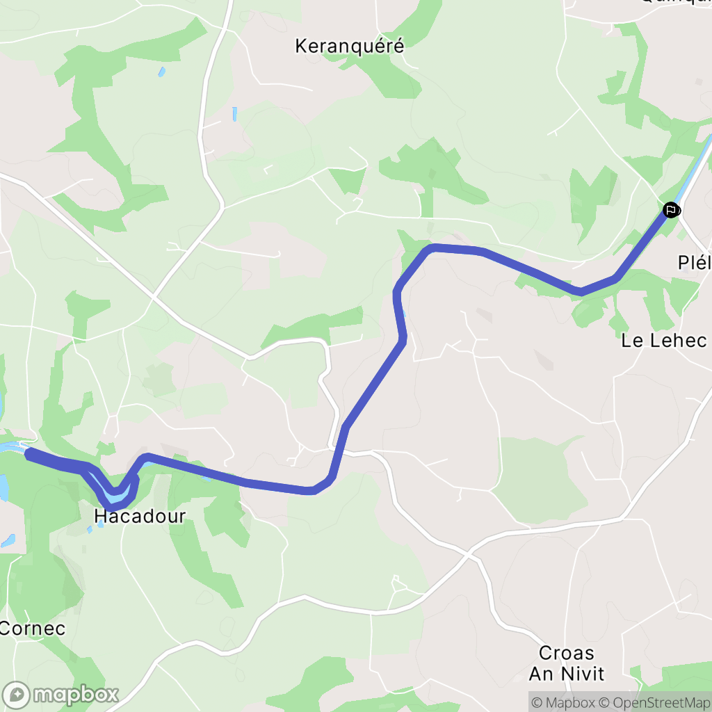 Plélauff : carte du parcours de randonnée - France