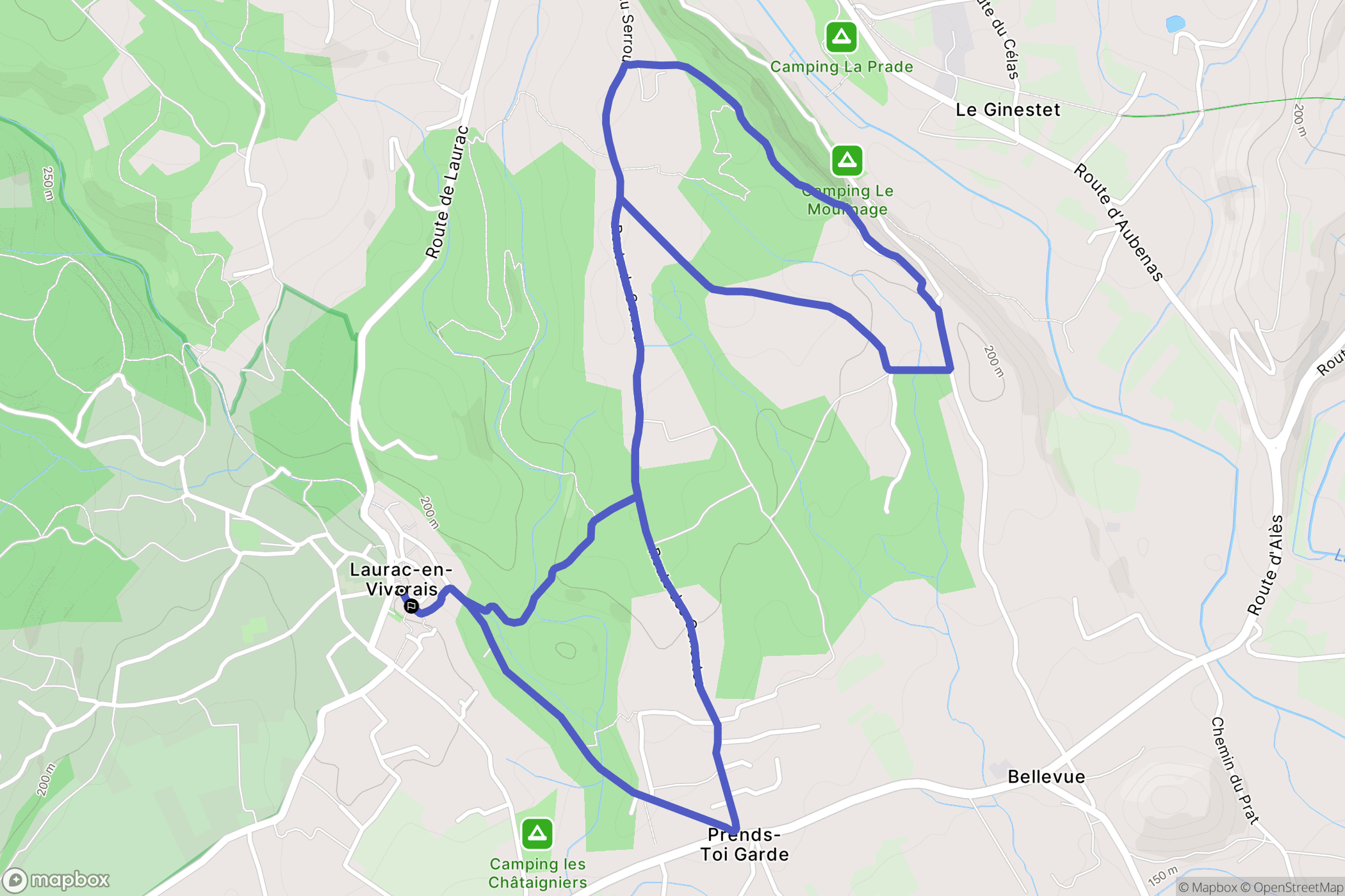 Laurac-en-Vivarais : carte du parcours de randonnée - France