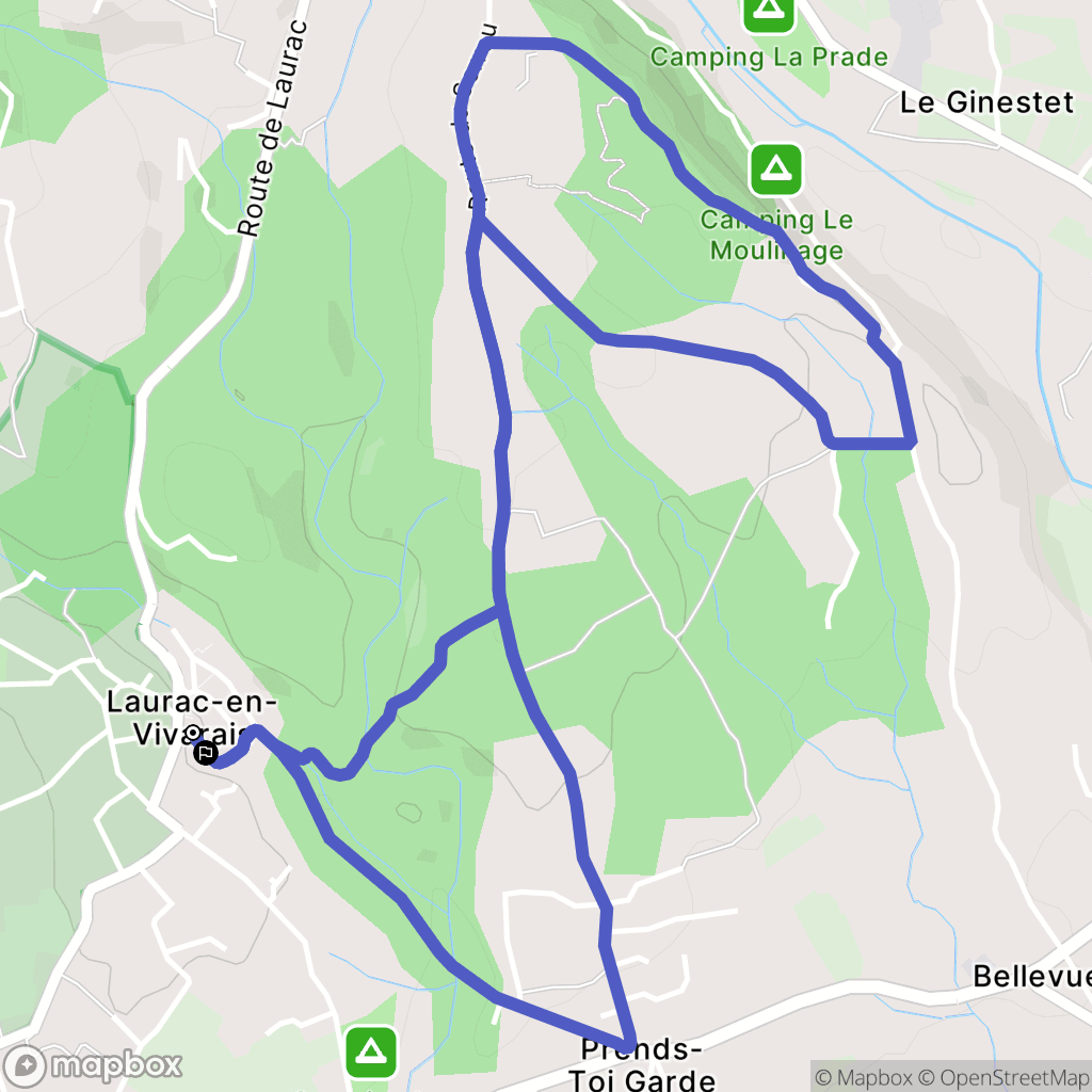 Laurac-en-Vivarais : carte du parcours de randonnée - France