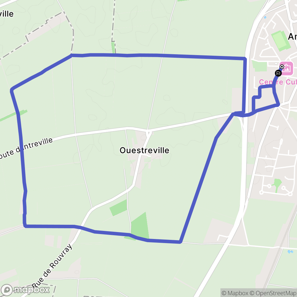 Angerville : carte du parcours de randonnée - France
