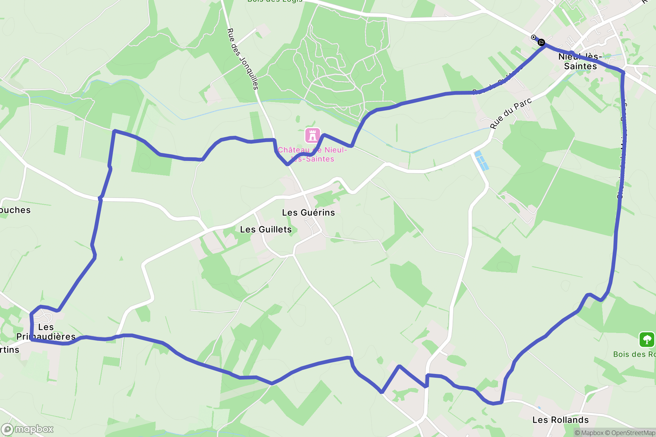 Nieul-lès-Saintes : carte du parcours de randonnée - France