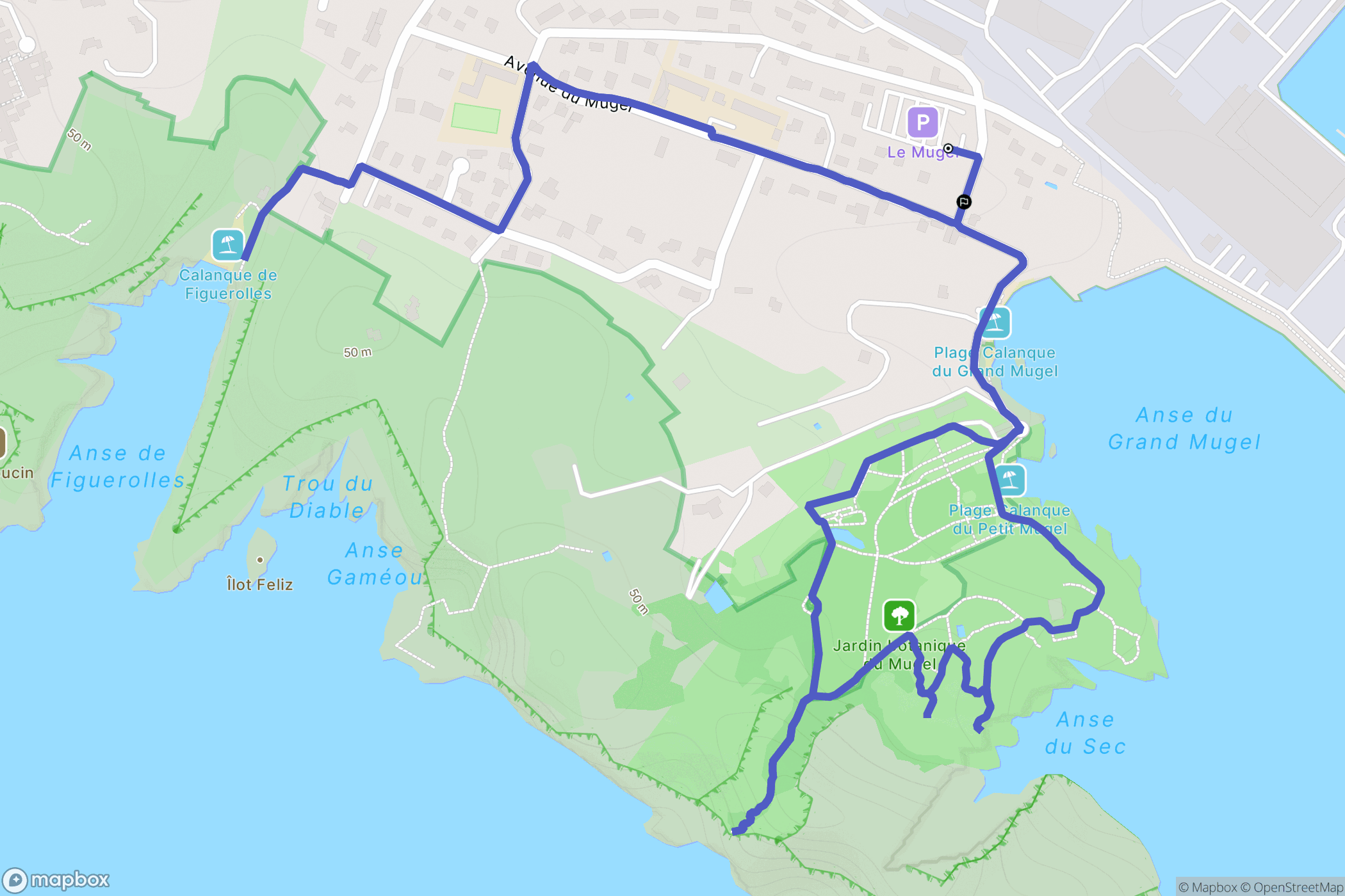La Ciotat : carte du parcours de randonnée - France