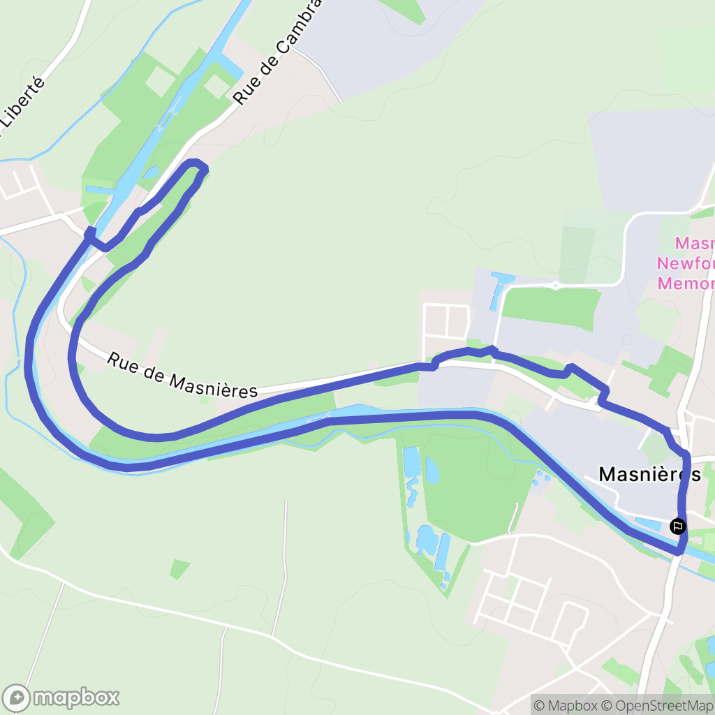 Masnières : carte du parcours de randonnée - France