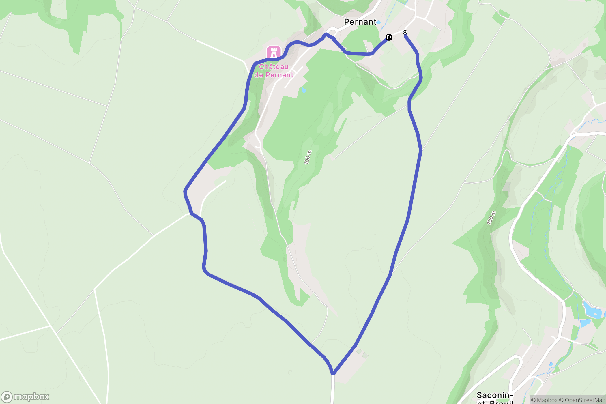 Pernant : carte du parcours de randonnée - France