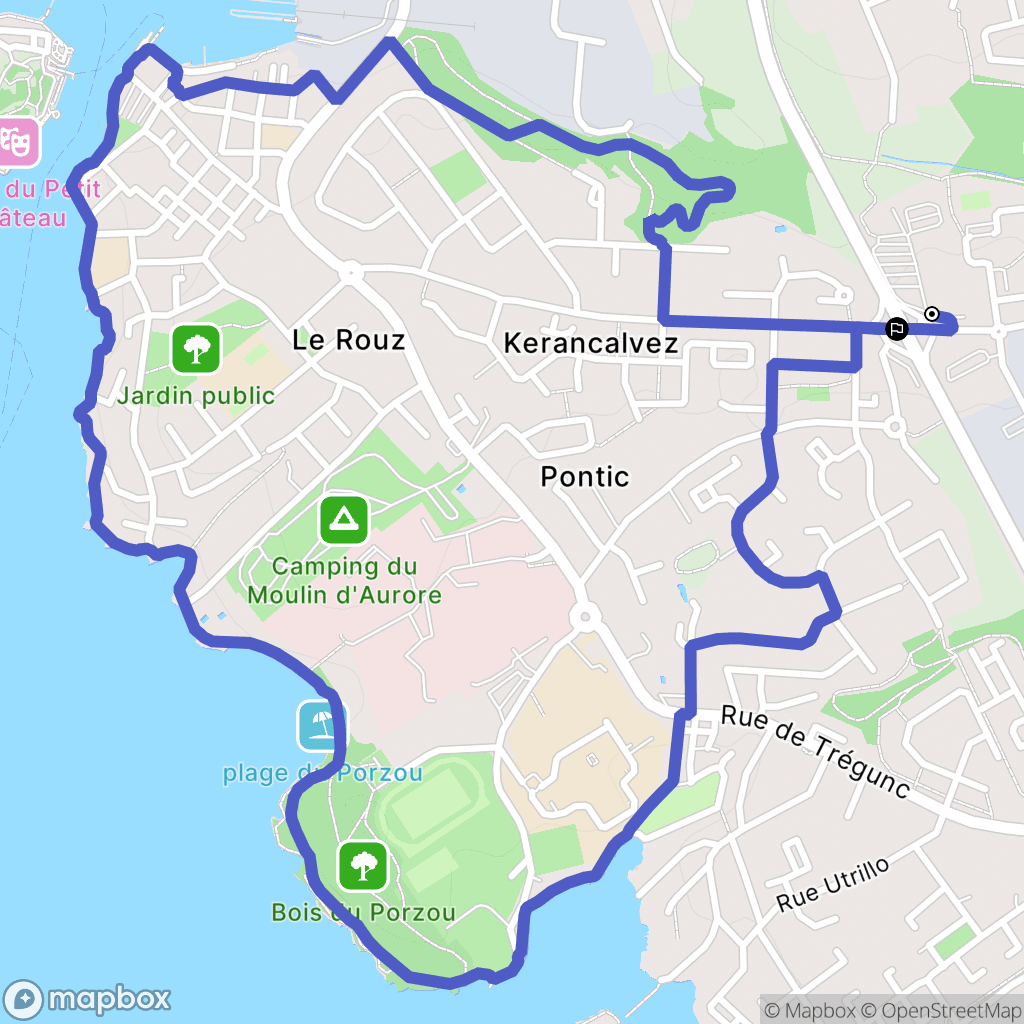 Concarneau : carte du parcours de randonnée - France