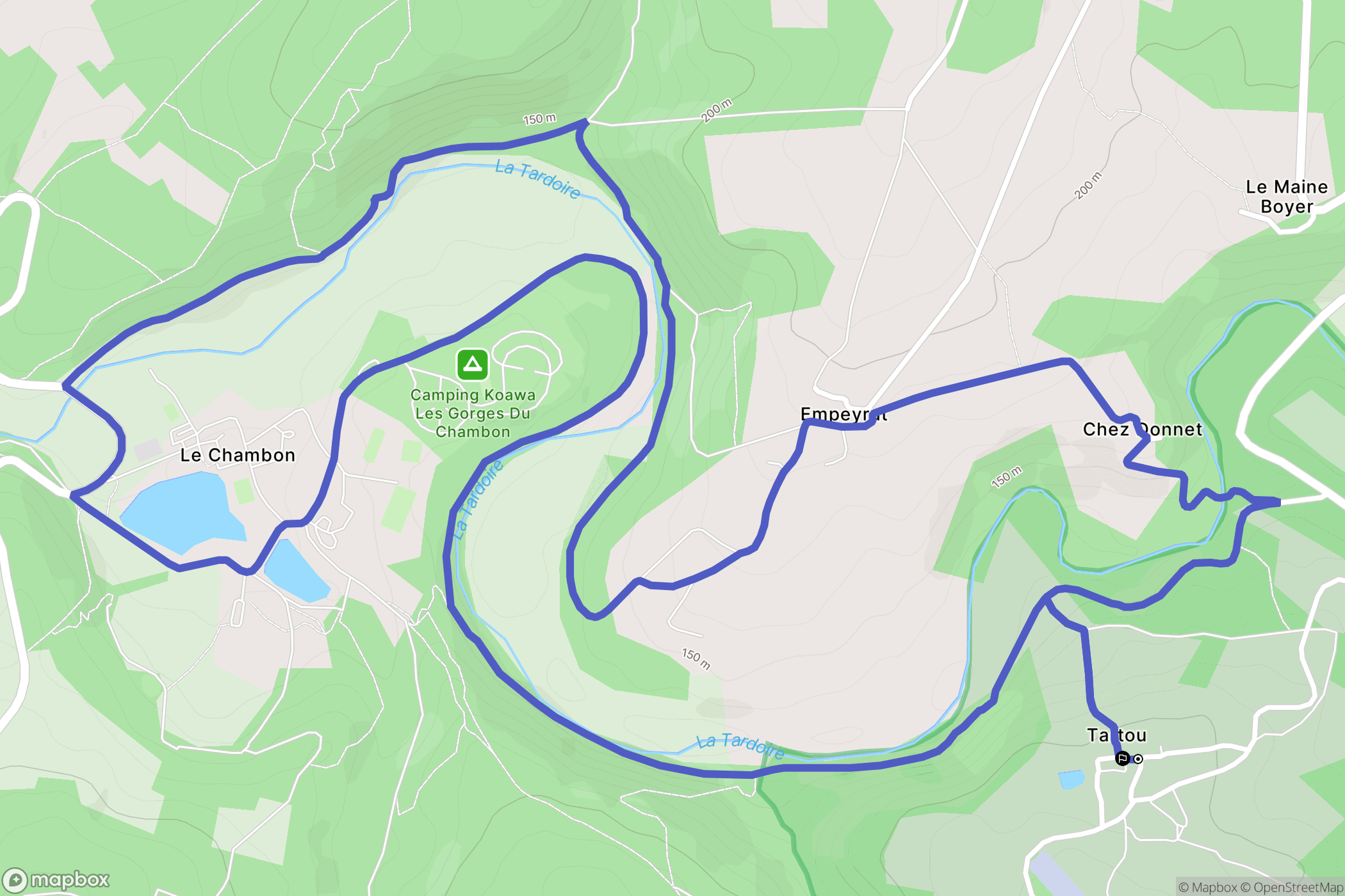 Bussière-Badil : carte du parcours de randonnée - France