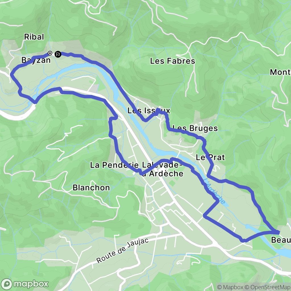 Pont-de-Labeaume : carte du parcours de randonnée - France