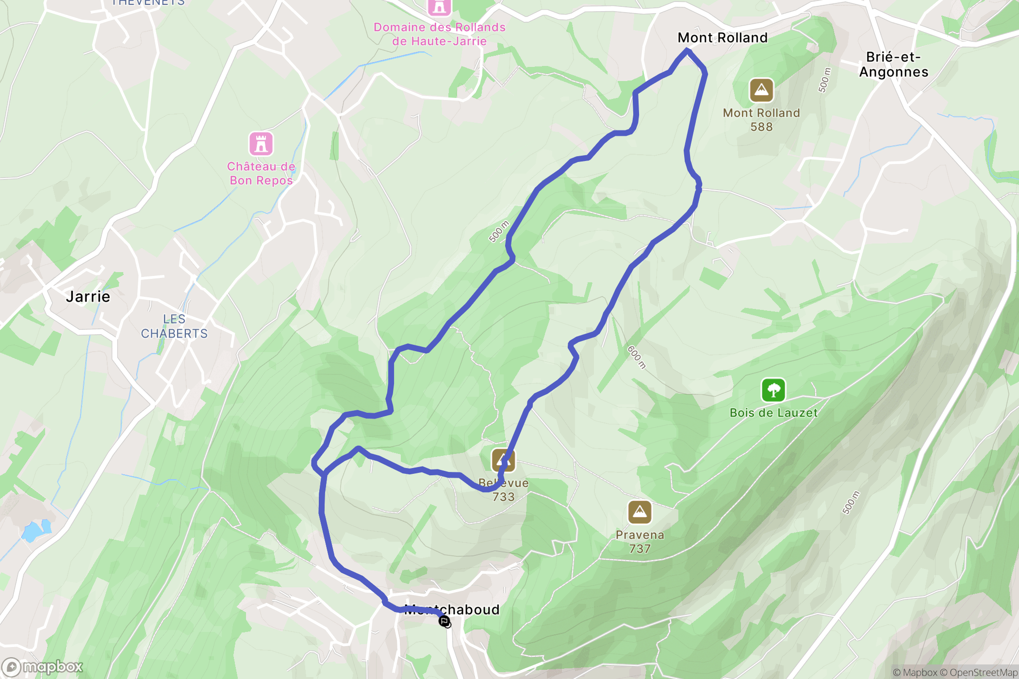 Montchaboud : carte du parcours de randonnée - France