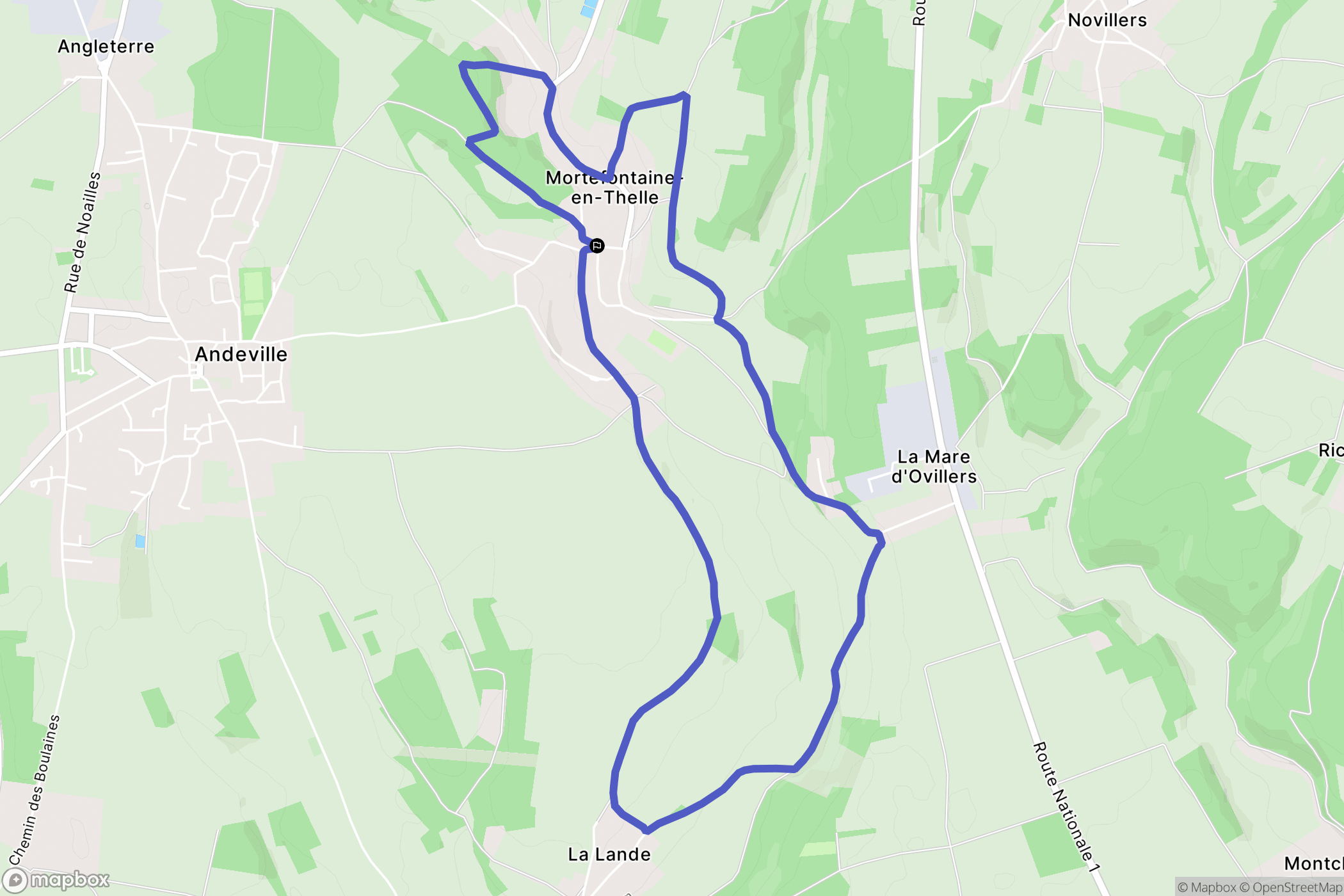 Mortefontaine-en-Thelle : carte du parcours de randonnée - France