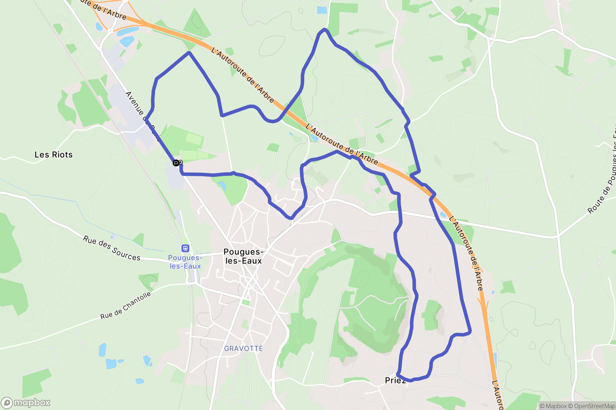 Pougues-les-Eaux : carte du parcours de randonnée - France