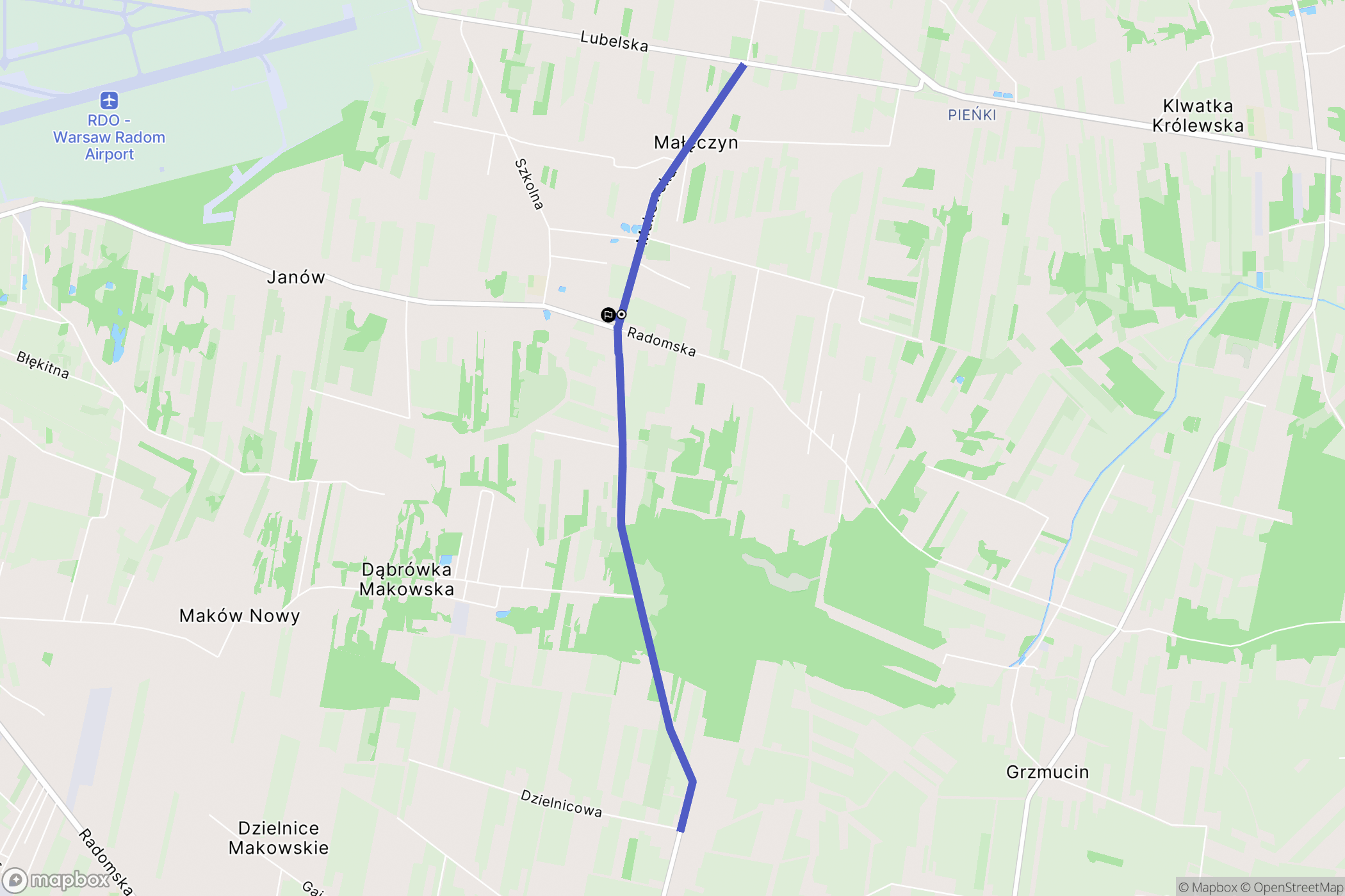 Małęczyn: mapa trasy - Poland
