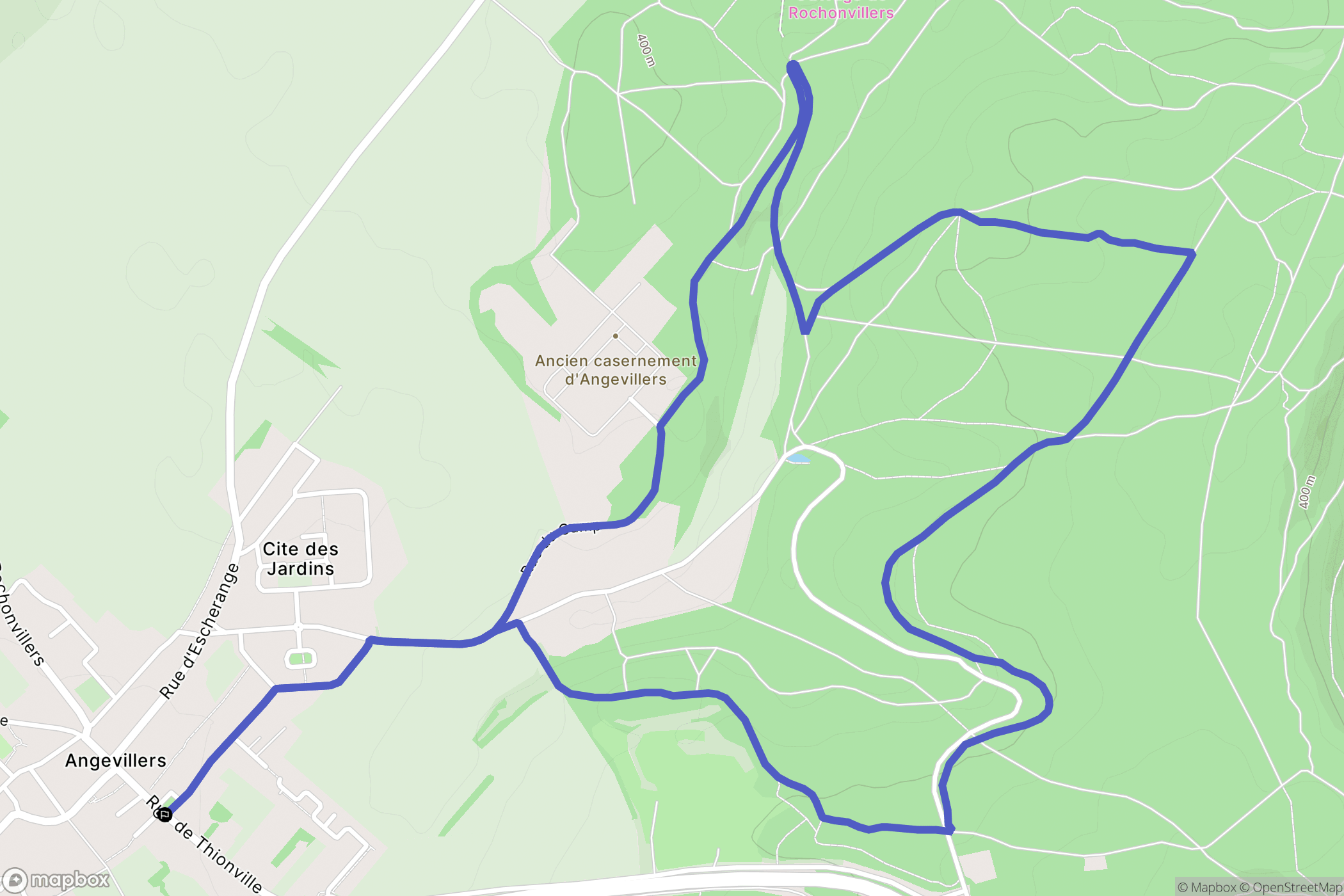 Angevillers : carte du parcours de randonnée - France