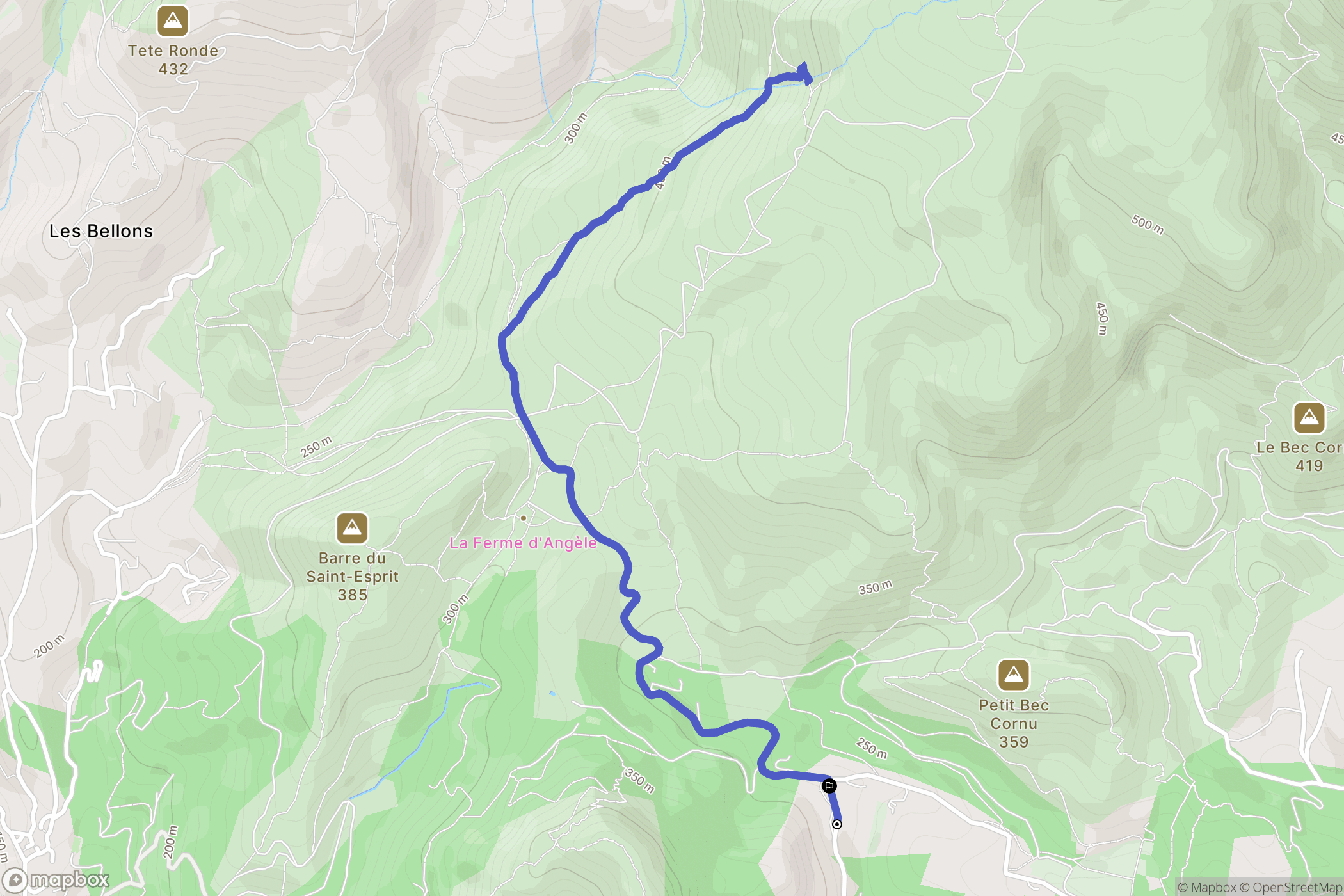Aubagne : carte du parcours de randonnée - France