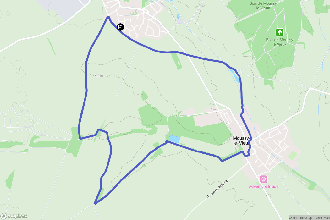 Moussy-le-Neuf : carte du parcours de randonnée - France