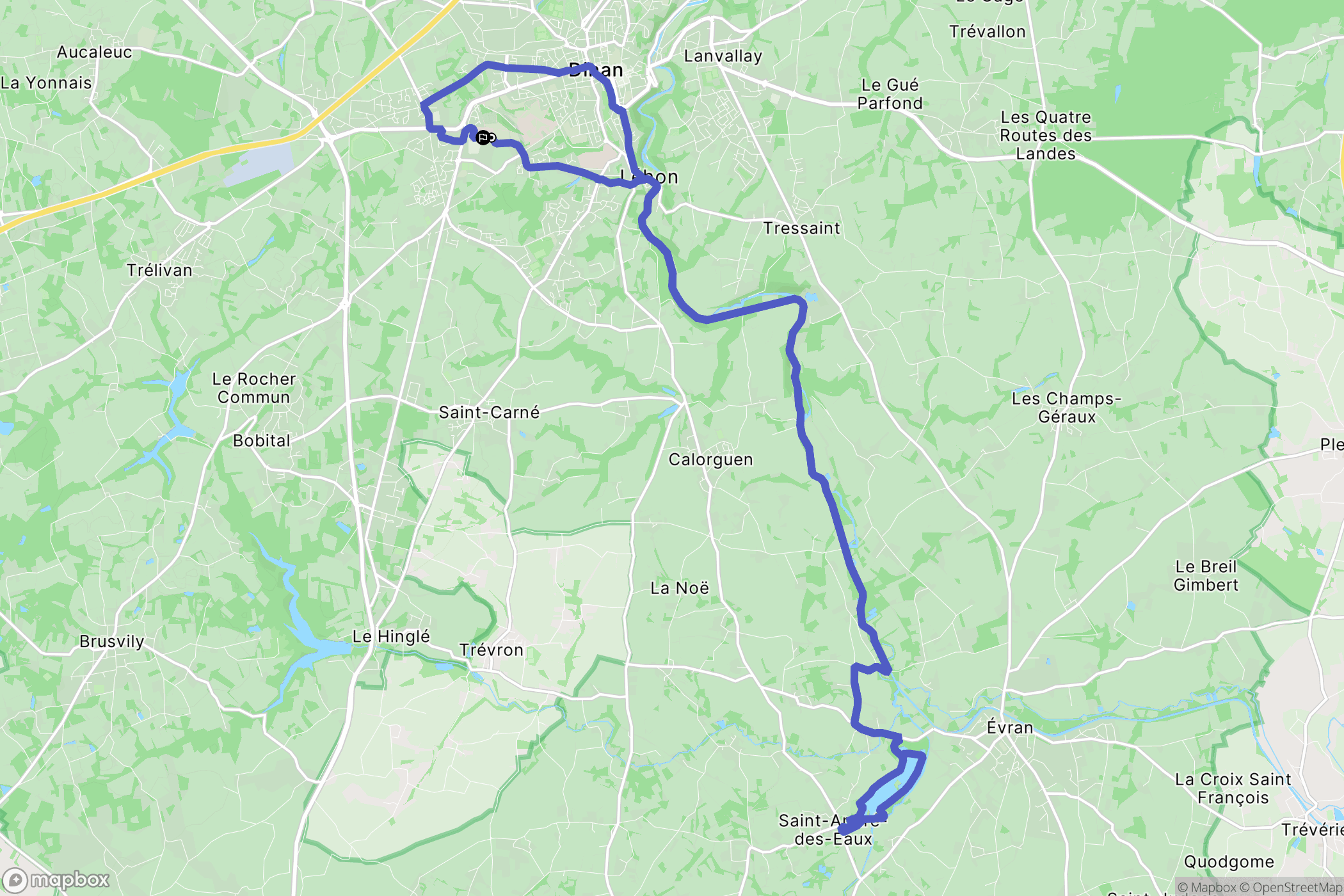 Dinan : carte du parcours de randonnée - France