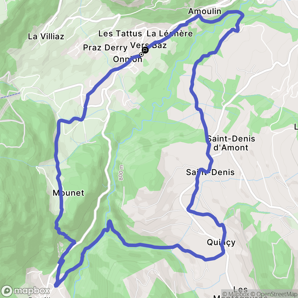 Onnion : carte du parcours de randonnée - France