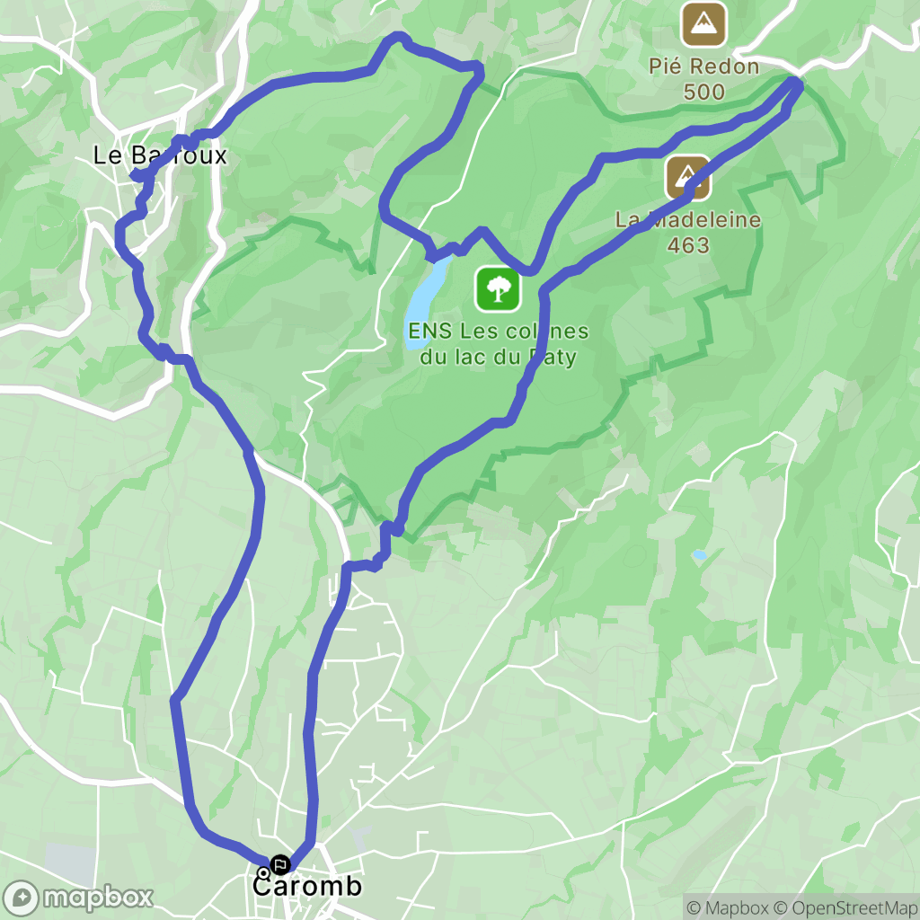 Caromb : carte du parcours de randonnée - France