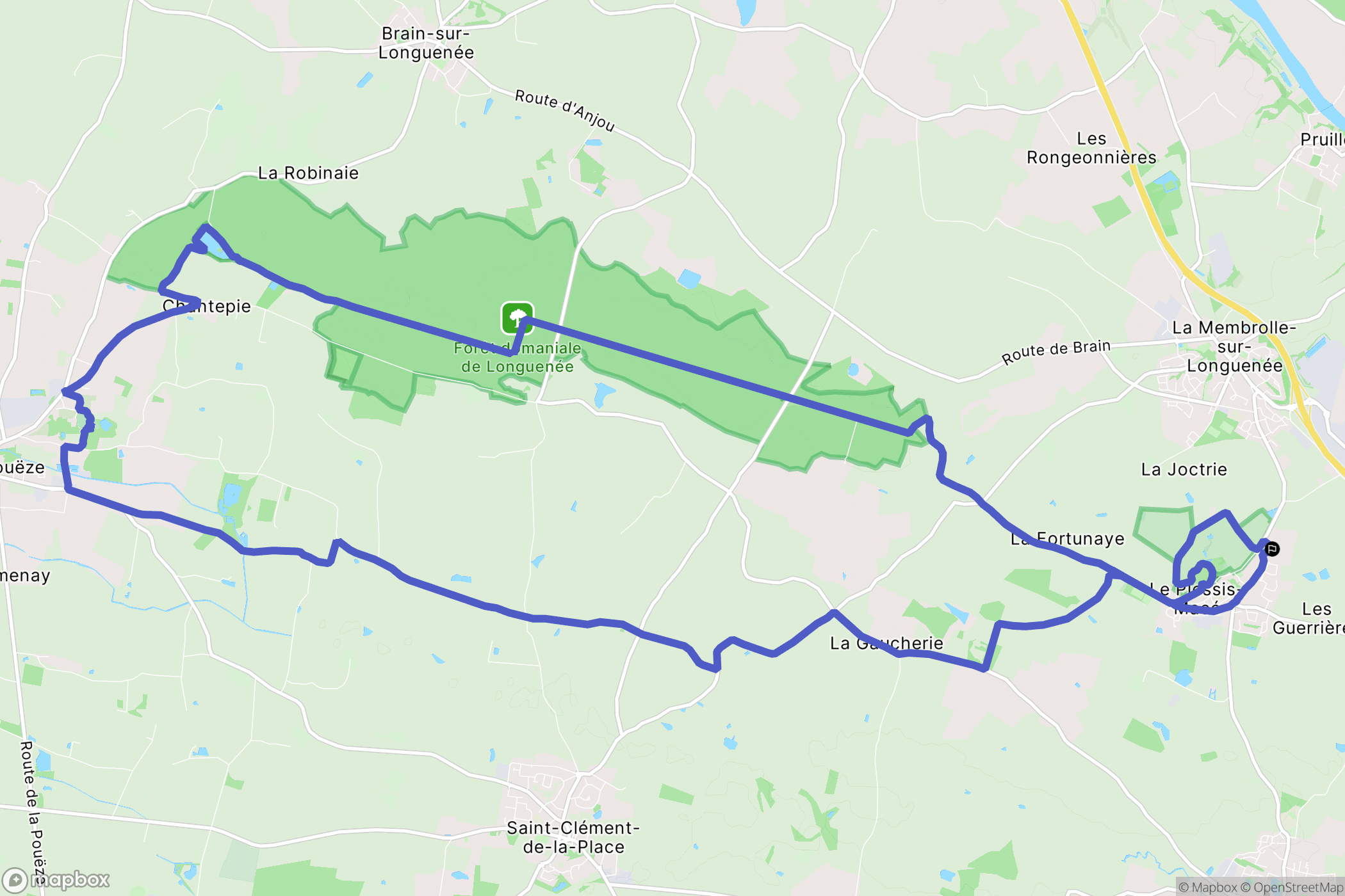Longuenée-en-Anjou : carte du parcours de randonnée - France