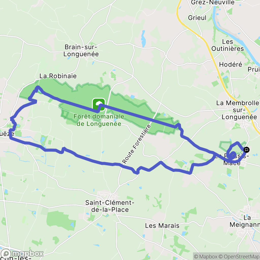 Longuenée-en-Anjou : carte du parcours de randonnée - France