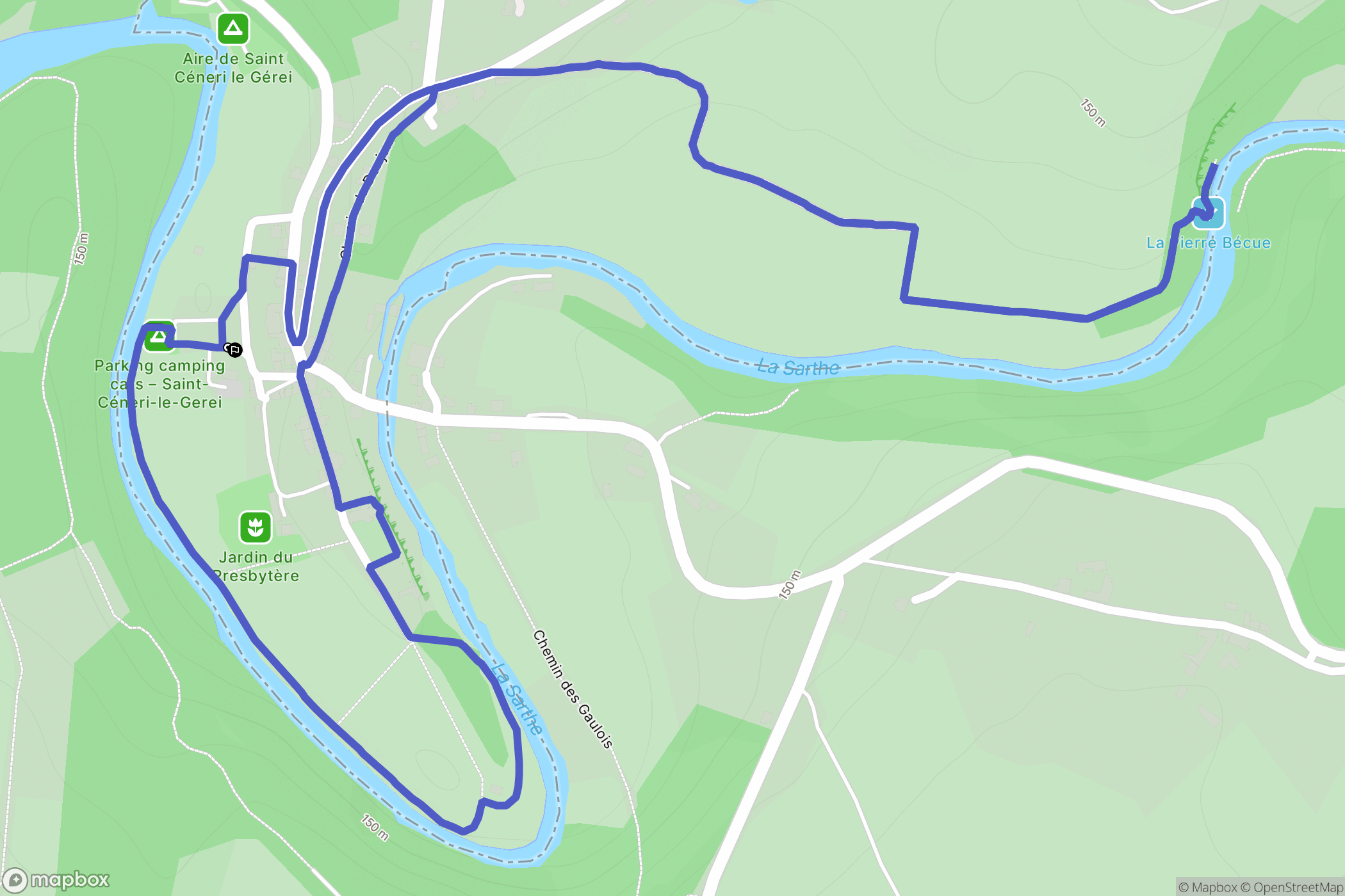 Saint-Céneri-le-Gérei : carte du parcours de randonnée - France