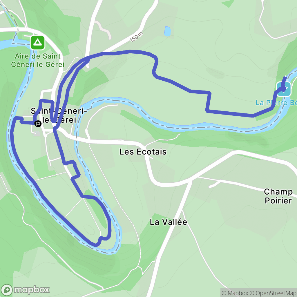 Saint-Céneri-le-Gérei : carte du parcours de randonnée - France