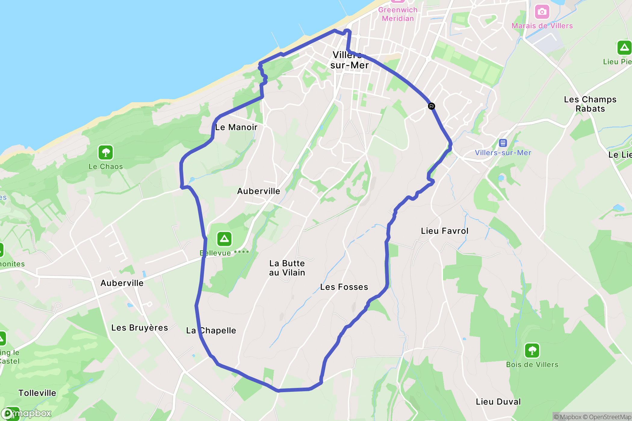 Villers-sur-Mer : carte du parcours de randonnée - France