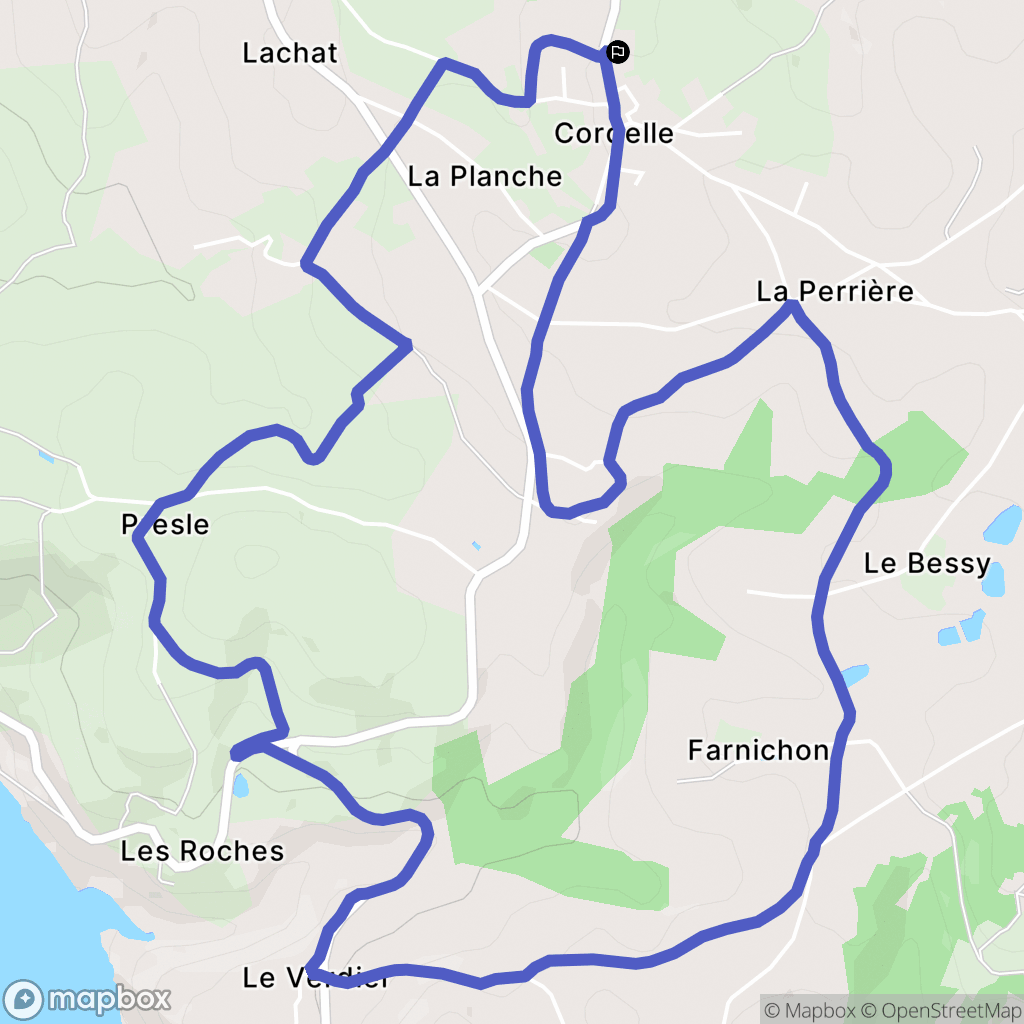 Cordelle : carte du parcours de randonnée - France